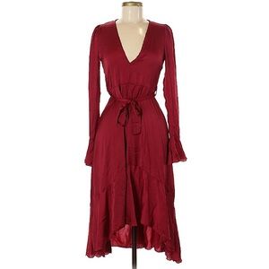 🛑TEMPORARY HOLD🛑 NWT Nasty Gal Satin Ruffle Puff Sleeve Midi